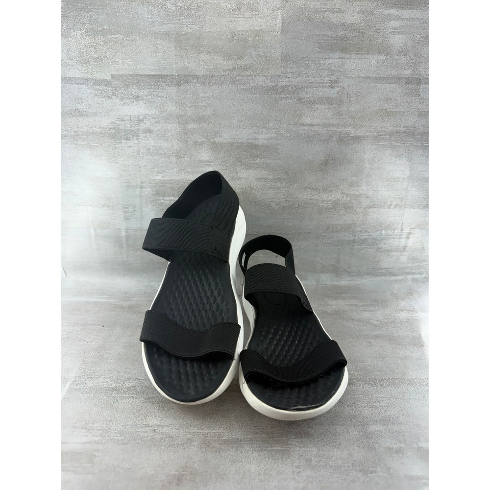 Crocs LiteRide Stretch Sandals Black White Women Size 7 206081-060